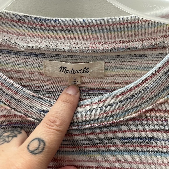 Madewell Bubble Sleeve Crop Top In Rainbow Strip Size Small - Picture 5 of 5